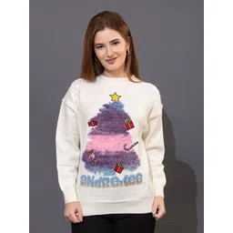 all about you Christmas Tree Self Design Round Neck Long Sleeves Woollen Pullover-picture-35