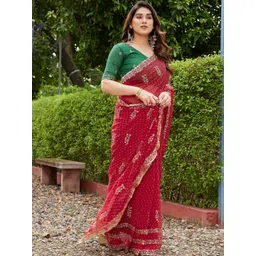 all about you Ethnic Motifs Embroidered Pure Georgette Heavy Work Saree-picture-19