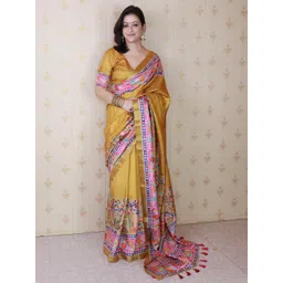 all about you Ethnic Motifs Printed Zari Tussar Saree-picture-19