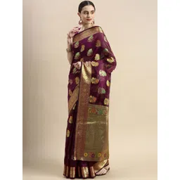 all about you Ethnic Motifs Zari Organza Banarasi Saree-picture-28