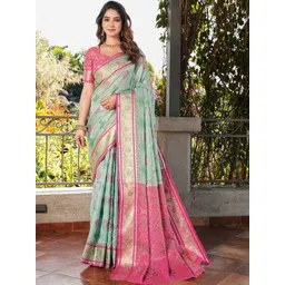 all about you Ethnic Motifs Zari Organza Patola Saree-picture-24