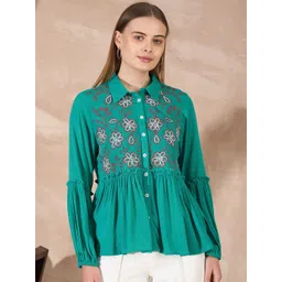 all about you Floral Embroidered Puff Sleeve Top-picture-11