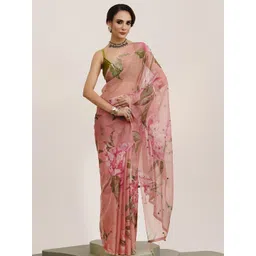 all about you Floral Mirror Work Organza Saree-picture-12
