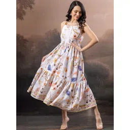 all about you Floral Print A-Line Midi Dress-image-12