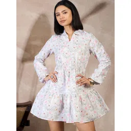 all about you Floral Print Bishop Sleeve Crepe Fit & Flare Dress-picture-32
