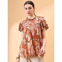 all about you Floral Print Flutter Sleeve Crepe Top-picture-34