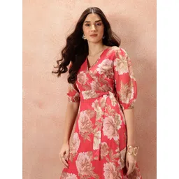 all about you Floral Print Puff Sleeve A-Line Dress-image-13