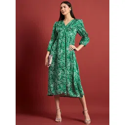 all about you Floral Print Puff Sleeve Crepe Maxi Midi Dress-picture-36
