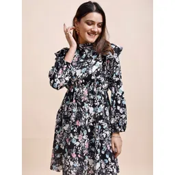 all about you Floral Print Puff Sleeve Ruffled Fit & Flare Mini Dress image 5