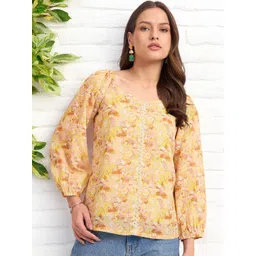 all about you Floral Print Puff Sleeve Top-picture-17
