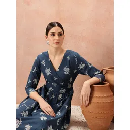 all about you Floral Print Pure Cotton Wrap Ethnic Dress-image-27