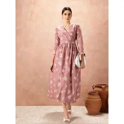 all about you Floral Print Pure Cotton Wrap Ethnic Dress-picture-11