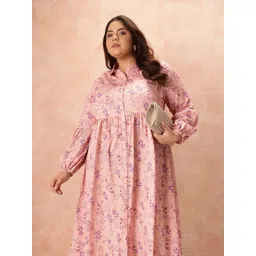 all about you Floral Print Shirt Style Midi Dress-image-6