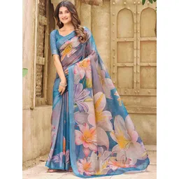 all about you Floral Printed Saree with Unstiched Blouse Piece-picture-40