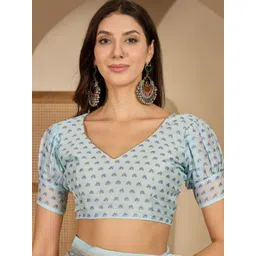 all about you Floral Printed Zari Brasso Saree image 2