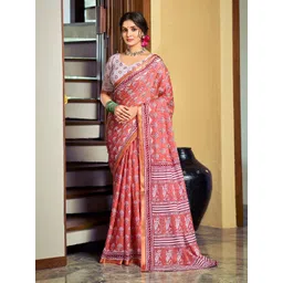 all about you Floral Printed Zari Pure Cotton Bagru Saree-picture-25