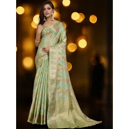 all about you Floral Woven Design Zari Organza Banarasi Saree-picture-37