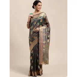 all about you Floral Woven Design Zari Organza Banarasi Saree-picture-35