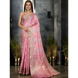 all about you Geometric Woven Design Zari Organza Saree With Unstiched Blouse Piece-picture-36