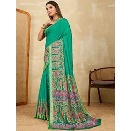 all about you Kalamkari Printed Zari Saree With Blouse Piece-picture-26