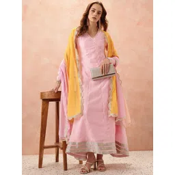 all about you Lace Taping Ethnic Dress With Dupatta-picture-32