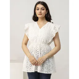 all about you Print Cotton Cinched Waist Top-picture-39