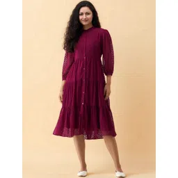 all about you Puff Sleeve Crepe Fit & Flare Dress-picture-13