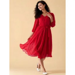 all about you Puff Sleeve Crepe Midi Dress-picture-42