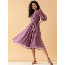 all about you Puff Sleeve Crepe Midi Dress-picture-40