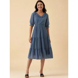 all about you Puff Sleeve Ruffled Crepe A-Line Midi Dress-picture-19