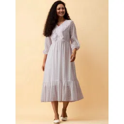 all about you Puff Sleeve Ruffled Crepe A-Line Midi Dress-picture-22