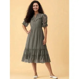 all about you Puff Sleeve Ruffled Crepe A-Line Midi Dress-picture-20