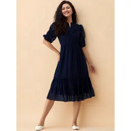all about you Puff Sleeve Ruffled Crepe Fit & Flare Midi Dress-picture-15