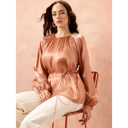 all about you Puff Sleeves Waist Tie-Up Top-picture-17