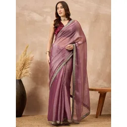 all about you Satin Saree With Embroidered Border-picture-14