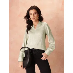 all about you Self Design Textured V-Neck Top-picture-22