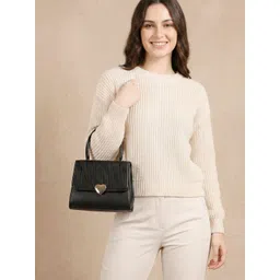 all about you Striped Textured Structured Satchel Bag-picture-16