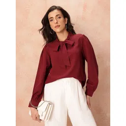 all about you Textured Tie-Up Neck Top-picture-41