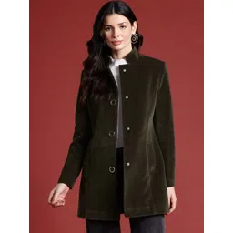 all about you Velvet Finish Stand Collar Longline Overcoat-picture-19