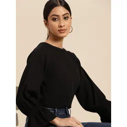 all about you Women Black Solid Top-picture-30