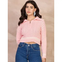 all about you Women Cable Knit Ribbed Crop Pullover-picture-29