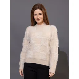 all about you Women Checked Round Neck Ribbed Pullover Woollen Sweater-picture-22