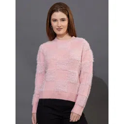 all about you Women Checked Self Design Round Neck Long Sleeves Woollen Pullover Sweaters-picture-10