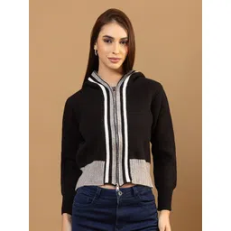 all about you Women Colourblocked Long Sleeves Woollen Hoodie-picture-27