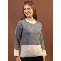 all about you Women Colourblocked Woollen Pullover with Embellished Detail Sweaters-picture-12