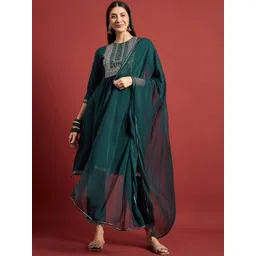 all about you Women Embroidered Regular Kurta with Trousers & With Dupatta-picture-27