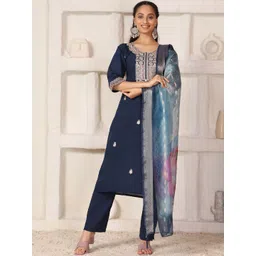 all about you Women Embroidered Thread Work Kurta with Trousers & Dupatta-picture-29