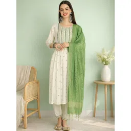 all about you Women Ethnic Motifs Embroidered Empire Thread Work Kurta with Trousers & With Dupatta-picture-10
