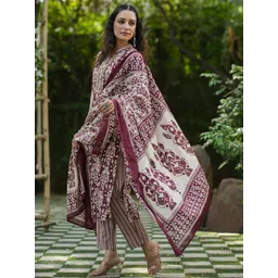 all about you Women Ethnic Motifs Printed Kurta with Trousers & Dupatta image 2