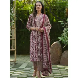 all about you Women Ethnic Motifs Printed Kurta with Trousers & Dupatta image 1